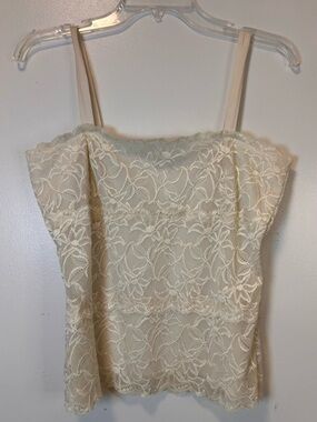 Coldwater Creek Cream Floral Lace Cami tank top lined Women’s Small